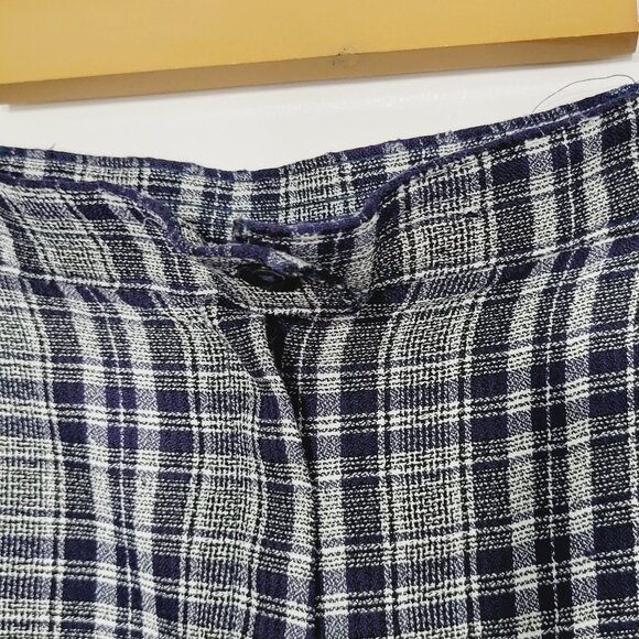 ⭐Tradition Navy Blue White Plaid High Waist Golf Shorts Oversized Preppy Pleated - Picture 4 of 13